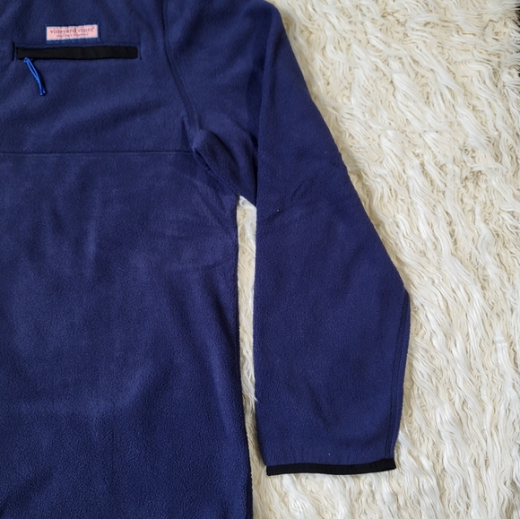 Vineyard Vines Mens Harbor Fleece Quarter-Snap Navy Size Large - Picture 4 of 15